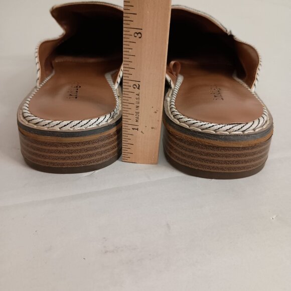 Indigo Rd Black Cream Stripe Mule Heels Womens Sz 8 - Picture 10 of 16